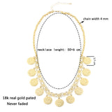 18K Coin Round Pendant Necklace for Women Girls Cuban Link Chains Choker