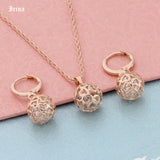 Rose Jewelry Set with Cubic Zircon for Women Bridal Wedding