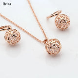 Rose Jewelry Set with Cubic Zircon for Women Bridal Wedding