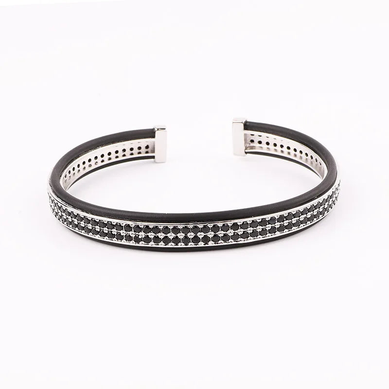 Men's CZ Plated Cuff Bangle Bracelet