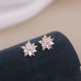 High Bling Zircon Flower Stud Earrings Sweet Clear Crystal Wedding Ear Stud