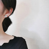 High Bling Zircon Flower Stud Earrings Sweet Clear Crystal Wedding Ear Stud