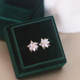High Bling Zircon Flower Stud Earrings Sweet Clear Crystal Wedding Ear Stud