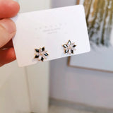 High Bling Zircon Flower Stud Earrings Sweet Clear Crystal Wedding Ear Stud