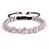 CZ Pave Ball Lion Head Beaded Cord Bracelet