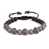 CZ Pave Ball Lion Head Beaded Cord Bracelet