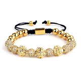CZ Pave Ball Lion Head Beaded Cord Bracelet