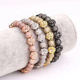 CZ Pave Ball Lion Head Beaded Cord Bracelet