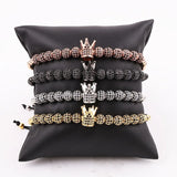 CZ Ball Crown Macrame Bracelet Men's Jewelry Gift