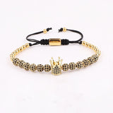 CZ Ball Crown Macrame Bracelet Men's Jewelry Gift