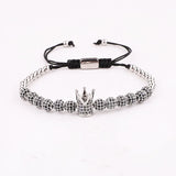 CZ Ball Crown Macrame Bracelet Men's Jewelry Gift