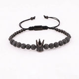 CZ Ball Crown Macrame Bracelet Men's Jewelry Gift