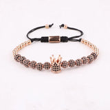 CZ Ball Crown Macrame Bracelet Men's Jewelry Gift