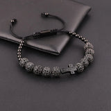 CZ Cross Charm Men's Macrame Bracelet Gift
