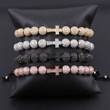CZ Cross Charm Men's Macrame Bracelet Gift