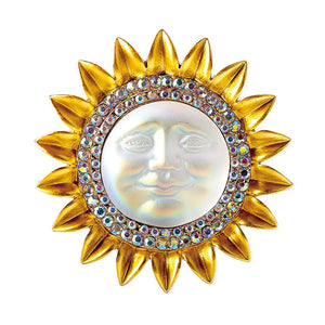 Vintage Sunflower Smiley Brooch Pin Baroque Jewelry for Women