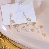 Plated Leaves Earrings For Women Wedding Drop Earrings