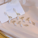 Plated Leaves Earrings For Women Wedding Drop Earrings