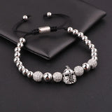 High Men Jewelry 8mm CZ Micro Pave Ball Helmet Charm Adjustable Bracelet