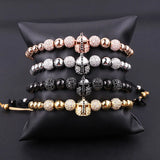 High Men Jewelry 8mm CZ Micro Pave Ball Helmet Charm Adjustable Bracelet
