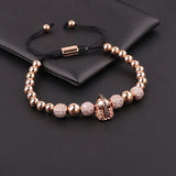 High Men Jewelry 8mm CZ Micro Pave Ball Helmet Charm Adjustable Bracelet