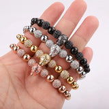 Men's Micro Pave Skull Charm Beaded Macrame Bracelet