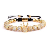 High Men Women Jewelry Bracelet 8mm CZ Micro Pave Ball Crown