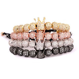 High Men Women Jewelry Bracelet 8mm CZ Micro Pave Ball Crown