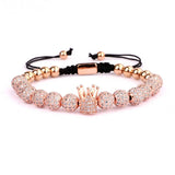 High Men Women Jewelry Bracelet 8mm CZ Micro Pave Ball Crown