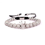High Men Women Jewelry Bracelet 8mm CZ Micro Pave Ball Crown