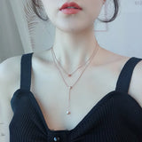 High Stainless Steel Necklace Double Layer Small Square Rose Necklace For Women