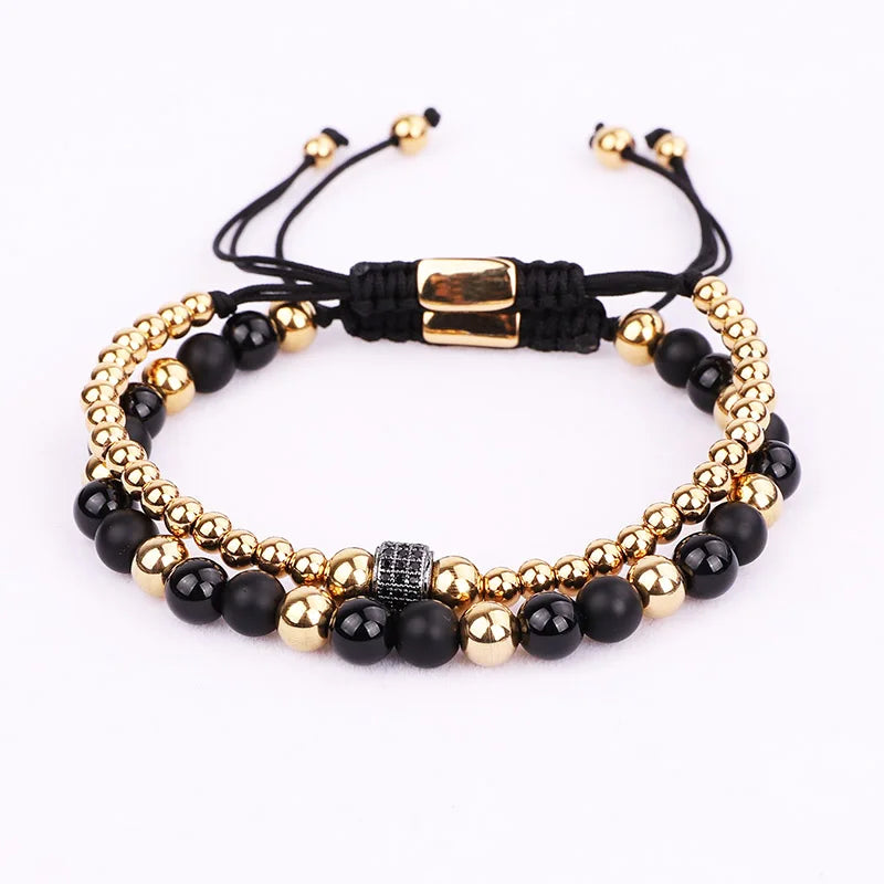 Men's Stainless Steel Beads Wrap Bracelet