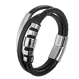 Men Steel Bracelet Magnetic Buckle Leather Bracelet Ladies