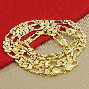 8mm 24'' 24k Yellow Gold Chain Necklace Men's Jewelry