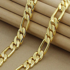 8mm 24'' 24k Yellow Gold Chain Necklace Men's Jewelry