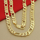 8mm 24'' 24k Yellow Gold Chain Necklace Men's Jewelry