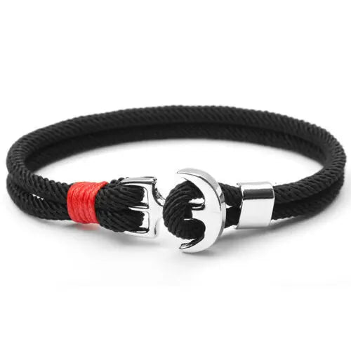 High Men's Anchor Marine Charm Bracelet Nautical Survival Rope Hook Wrap