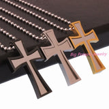 Men's Stainless Steel Cross Pendant Necklace with Ball Chain