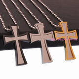 Men's Stainless Steel Cross Pendant Necklace with Ball Chain