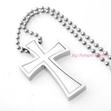 Men's Stainless Steel Cross Pendant Necklace with Ball Chain
