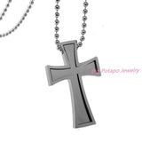 Men's Stainless Steel Cross Pendant Necklace with Ball Chain