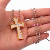 Men's Stainless Steel Cross Pendant Necklace with Ball Chain