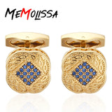 Men's Shirt Cufflinks Silvery/Gold Lucky Leaves Crystal Metal Cufflinks
