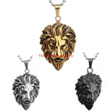 Men's Stainless Steel Silver Lion Chain Pendant Necklace