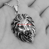 Men's Stainless Steel Silver Lion Chain Pendant Necklace