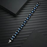 Mens Stainless Steel Two-Tone Square Link Bracelet