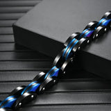 Mens Stainless Steel Two-Tone Square Link Bracelet