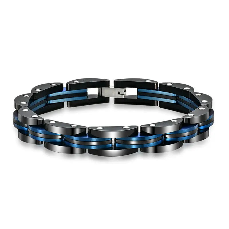 Mens Stainless Steel Two-Tone Square Link Bracelet