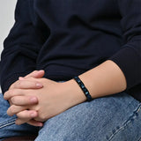 Mens Stainless Steel Two-Tone Square Link Bracelet
