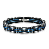 Mens Stainless Steel Two-Tone Square Link Bracelet